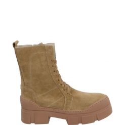 BOTKI DAMSKIE H105 CRO 131 BEI. Botki Venezia, bez wzorów, ze skóry, bez obcasa, bez zapięcia. Za 249.00 zł.