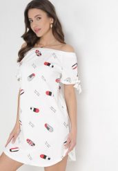 Biała Pudełkowa Sukienka Hiszpanka Bawełniana Agaslia. Białe sukienki Born2be, na co dzień, m, bez wzorów, z bawełny, bez kołnierzyka, bez ramiączek, mini. Za 89.99 zł.