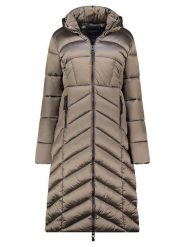 Geographical Norway Płaszcz pikowany "Blanche" w kolorze szarobrązowym rozmiar: XXL. Brązowe płaszcze Geographical Norway, xxl, bez wzorów, bez kaptura. Za 218.57 zł.