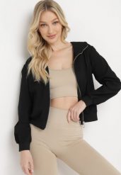 Czarna Bluza z Kapturem Zapinana na Zamek Błyskawiczny Etarvia. Czarne bluzy Born2be, na lato, xl, bez wzorów, klasyczne, bez ramiączek, z kapturem. W wyprzedaży za 38.24 zł.