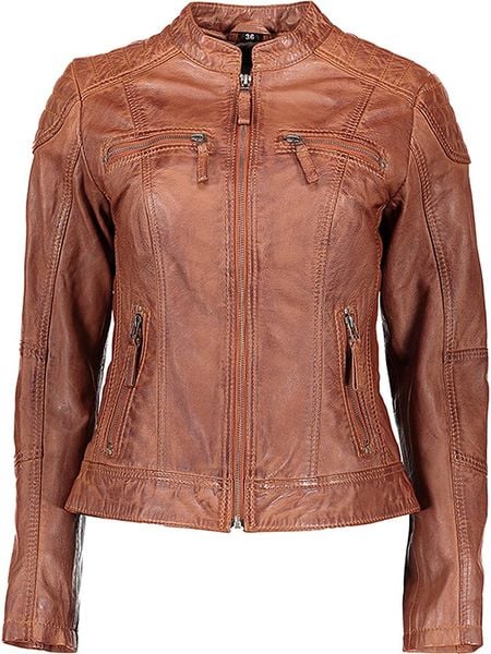 7eleven Skórzana kurtka "Narbon" w kolorze brązowym rozmiar: 38. Brązowe kurtki 7eleven, bez wzorów, z materiału, bez kaptura. Za 550.36 zł.