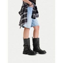 Kozaki G-Star. Czarne kozaki G-Star, bez wzorów, retro, bez obcasa, na płaskiej podeszwie, bez zapięcia. Za 479.99 zł.