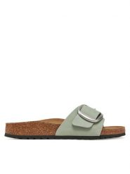 Birkenstock Klapki Madrid Big Buckle 1029293 Zielony. Zielone klapki Birkenstock, bez wzorów, ze skóry, bez obcasa, bez zapięcia. Za 539.99 zł.
