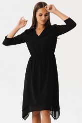 Elegancka zwiewna sukienka szyfonowa wizytowa czarna. Czarne sukienki Stylove, na randkę, xxl, bez wzorów, z szyfonu, eleganckie, bez kołnierzyka, bez ramiączek, oversize. Za 379.00 zł.