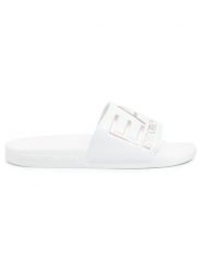 EA7 Emporio Armani Klapki XCP001 XCC22 M632 Biały. Białe klapki EA7 Emporio Armani, bez wzorów, ze skóry, bez obcasa, bez zapięcia. Za 149.00 zł.