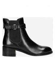 Wojas Skórzane botki w kolorze czarnym rozmiar: 38. Czarne botki Wojas, bez wzorów, eleganckie, bez obcasa, bez zapięcia. Za 283.74 zł.