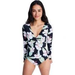 Jednoczęściowy kostium kąpielowy długi rękaw damski BEACH CLASSIC. Czarne stroje jednoczęściowe Roxy, bez wzorów, z elastanu, sportowe. Za 339.99 zł.