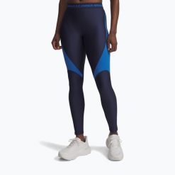 Legginsy Under Armour HeatGear Rib. Niebieskie legginsy Under Armour, bez wzorów, sportowe. Za 199.99 zł.