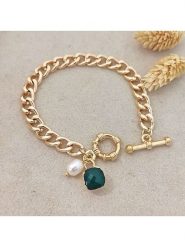 Nakkash Pozłacana bransoletka z kryształem rozmiar: onesize. Zielone bransoletki Nakkash, z kryształem, pozłacane. Za 61.31 zł.