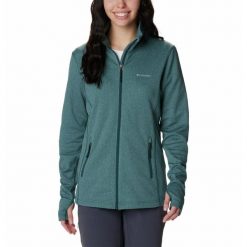 Bluza Turystyczna Rozpinana Damska Columbia Park View Grid Fleece Full Zip. Zielone bluzy Columbia, xs, bez wzorów, sportowe, bez ramiączek, bez kaptura. Za 298.99 zł.