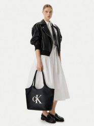 Calvin Klein Torebka Bold Ck LV04F3562G Czarny. Czarne shopper bag Calvin Klein, bez wzorów, ze skóry, bez dodatków. Za 529.99 zł.