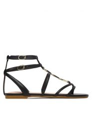 Liu Jo Sandały Sandy 09 SA6123 EX014 Czarny. Czarne sandały Liu Jo, bez wzorów, ze skóry, bez obcasa, na płaskiej podeszwie, bez zapięcia. Za 559.99 zł.