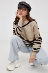 JDY Sweter damski kolor beżowy ciepły. Brązowe swetry JDY, l, bez wzorów, z dzianiny, bez ramiączek. Za 169.99 zł.