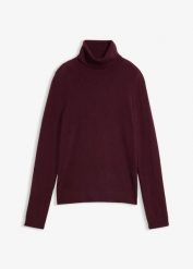 Sweter z golfem z miękkiej mieszanki kaszmiru wysokiej jakości Good Cashmere Standard®. Czerwone swetry bonprix, bez wzorów, z kaszmiru, bez ramiączek. Za 329.99 zł.