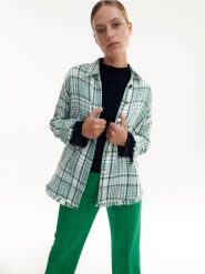 Koszula w kratę - jasnozielony. Zielone koszule Reserved, l, bez wzorów, z tkaniny, bez kołnierzyka, bez ramiączek. Za 169.99 zł.