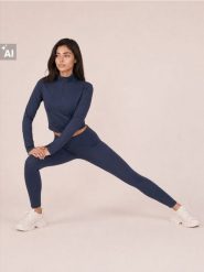 Legginsy sportowe z przeszyciami - granatowy. Niebieskie legginsy Sinsay, l, bez wzorów, na fitness i siłownię. Za 39.99 zł.