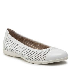 Baleriny Caprice. Białe baleriny Caprice, bez wzorów, bez obcasa, bez zapięcia. Za 229.99 zł.