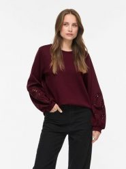 Vila Bluza "Sandy" w kolorze bordowym rozmiar: XS. Czerwone bluzy Vila, s, bez wzorów, z materiału, bez kaptura. Za 159.95 zł.