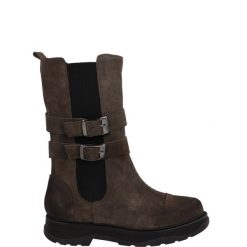 ZAMSZOWE BOTKI FR25 VELOU TAUPE. Botki Venezia, bez wzorów, ze skóry, bez obcasa, bez zapięcia. Za 199.00 zł.