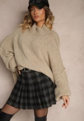 Czarne Trapezowe Spódnico-Spodenki Plisowane z Wiskozą High Waist w Kratę z Paskiem Filiana. Czarne spódnice Renee, na co dzień, m, bez wzorów, z wiskozy, eleganckie, mini, dopasowane. W wyprzedaży za 99.99 zł.