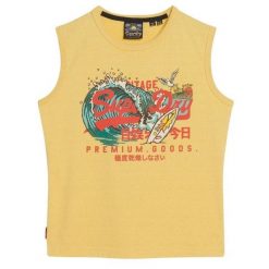 Damski tank top Superdry LA Vintage Logo. Żółte bielizna termoaktywna damska Superdry, bez wzorów, bez ramiączek. W wyprzedaży za 159.10 zł.