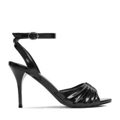 Sandały JENNY. Czarne sandały Jenny, bez wzorów, bez obcasa, na szpilce, bez zapięcia. Za 139.99 zł.