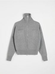 Sweter na zamek ze stójką - szary. Szare swetry Sinsay, l, bez wzorów, bez ramiączek. Za 69.99 zł.