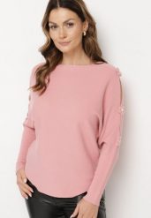Ciemnoróżowy Sweter z Wiskozą i Wycięciami przy Rękawach Evancia. Czerwone swetry Born2be, bez wzorów, z jeansu, biznesowe, bez ramiączek. W wyprzedaży za 76.49 zł.