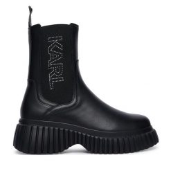 Botki KARL LAGERFELD. Czarne botki KARL LAGERFELD, bez wzorów, bez obcasa, na płaskiej podeszwie, bez zapięcia. Za 1,184.00 zł.
