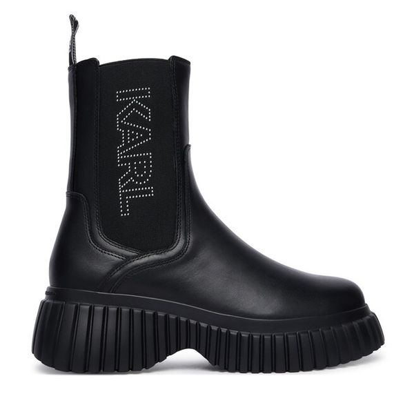 Botki KARL LAGERFELD. Czarne botki KARL LAGERFELD, bez wzorów, bez obcasa, na płaskiej podeszwie, bez zapięcia. Za 1,184.00 zł.