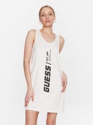Guess Sukienka codzienna Ceara V3GP10 KBNV2 Beżowy Regular Fit. Brązowe sukienki Guess, na co dzień, s, z aplikacjami, z syntetyku, bez kołnierzyka, bez ramiączek, proste. Za 239.99 zł.