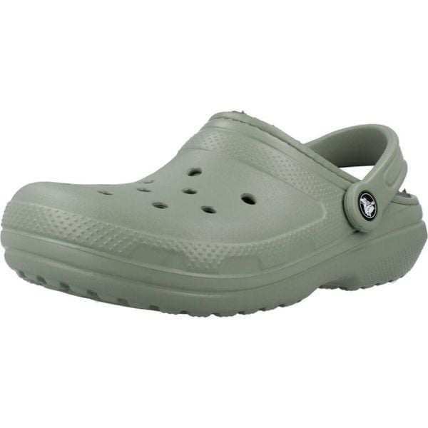 Sandały CROCS CLASSIC LINED CLOG Zielony. Zielone sandały Crocs, bez wzorów, z gumy, bez obcasa, bez zapięcia. Za 199.99 zł.