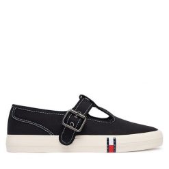 Tenisówki Tommy Jeans. Czarne trampki Tommy Jeans, bez wzorów, z jeansu, bez zapięcia. Za 369.99 zł.
