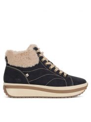 Rieker Revolution Lifestyle Trzewiki W0961-01 Czarny. Czarne botki Rieker Revolution Lifestyle, bez wzorów, z nubiku, bez obcasa, na płaskiej podeszwie, bez zapięcia. Za 399.99 zł.