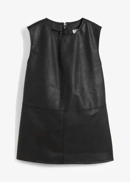 Top z imitacji skóry. Brązowe topy bonprix, bez wzorów, ze skóry, bez kołnierzyka, bez ramiączek. Za 37.99 zł.