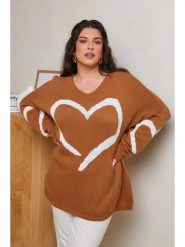 Curvy Lady Sweter w kolorze jasnobrązowym rozmiar: 48/50. Brązowe swetry Curvy Lady, bez wzorów, ze splotem, klasyczne, bez ramiączek. Za 97.28 zł.