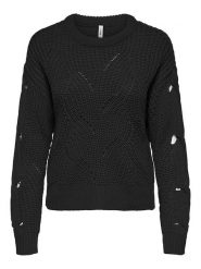 ONLY Sweter w kolorze czarnym rozmiar: XS. Czarne swetry ONLY, xs, bez wzorów, ze splotem, bez ramiączek. Za 61.31 zł.
