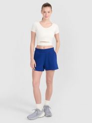 4F Spodenki dresowe damskie - granatowe M. Niebieskie szorty 4f, bez wzorów, z bawełny. Za 59.99 zł.