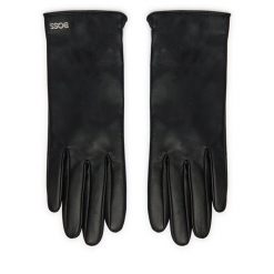 Rękawiczki Damskie BOSS. Czarne rękawiczki Boss, bez wzorów. Za 499.99 zł.