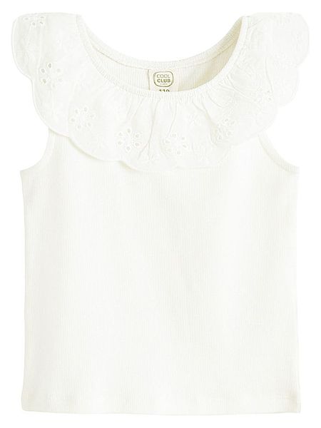 COOL CLUB Top w kolorze białym rozmiar: 92. Białe topy COOL CLUB, bez wzorów, z bawełny, bez kołnierzyka, bez ramiączek. Za 31.95 zł.