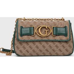 Guess torebka kolor beżowy. Brązowe listonoszki Guess, z aplikacjami, na ramię, bez dodatków. Za 689.99 zł.
