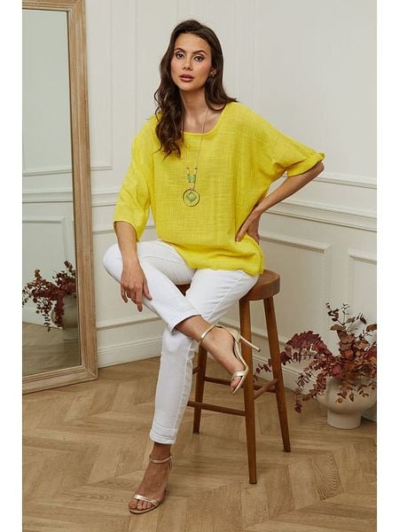 Fleur de Lin Bluzka "Guimauve" w kolorze żółtym rozmiar: S. Żółte bluzki Fleur de Lin, s, bez wzorów, z bawełny, bez kołnierzyka, bez ramiączek. Za 83.03 zł.