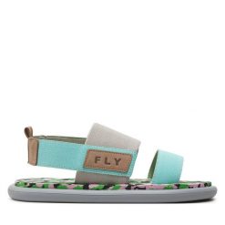 Sandały Fly London. Szare sandały Fly London, bez wzorów, bez obcasa, na płaskiej podeszwie, bez zapięcia. Za 619.99 zł.
