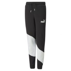 Spodnie Dresowe Puma Power Cat Fl. Czarne spodnie sportowe Puma, bez wzorów, z dresówki, na jogę i pilates. W wyprzedaży za 179.15 zł.