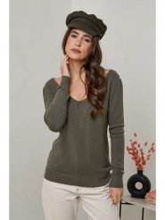 Soft Cashmere Sweter w kolorze khaki rozmiar: 34/36. Brązowe swetry Soft Cashmere, bez wzorów, z koronki, klasyczne, bez ramiączek. Za 74.99 zł.