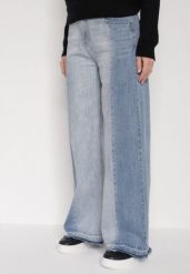 Niebieskie Dwukolorowe Jeansy o Szerokim Kroju z Wysokim Stanem Seronore. Niebieskie jeansy Born2be, l, bez wzorów, z jeansu, biznesowe, z podwyższonym stanem. Za 129.99 zł.