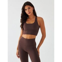 Stanik Sportowy BeShaped Morning Dew. Brązowe biustonosze sportowe BESHAPED, bez wzorów, z elastanu, do biegania. Za 179.00 zł.