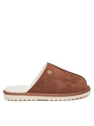 Tommy Hilfiger Kapcie FW0FW08396 Brązowy. Brązowe kapcie Tommy Hilfiger, bez wzorów, ze skóry. Za 189.99 zł.