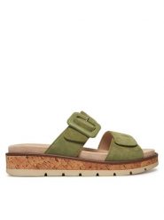 Caprice Klapki 9-27206-44 Zielony. Zielone klapki Caprice, bez wzorów, ze skóry, bez obcasa, bez zapięcia. Za 238.99 zł.