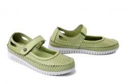 MANITU 840156-71 hellgrun, półbuty damskie. Zielone półbuty wsuwane Manitu, na lato, bez wzorów, ze skóry, bez obcasa. Za 229.42 zł.